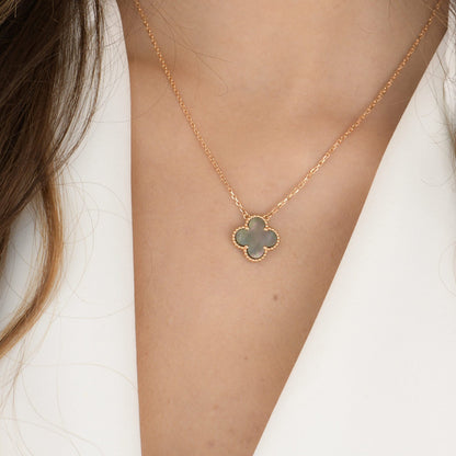 [Vellora Opalyn]CLOVER 15MM  GRAY MOTHER OF PEARL NECKLACE