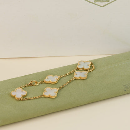 [Vellora Opalyn]CLOVER  5 MOTIF WHITE MOP BRACELET