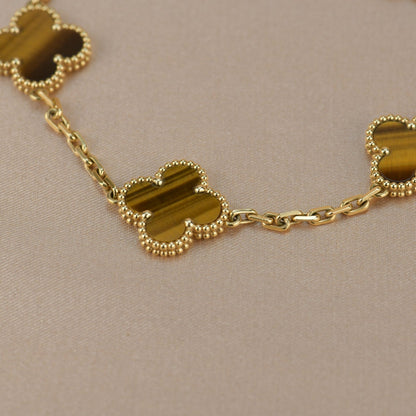 [Vellora Opalyn]CLOVER  5 MOTIFS TIGER EYE BRACELET
