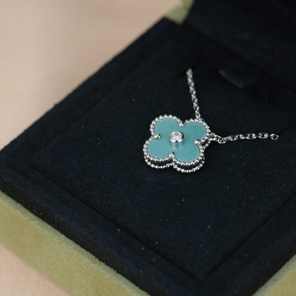 [Vellora Opalyn]CLOVER 15MM DIAMOND SVRES PORCELAIN  NECKLACE SILVER