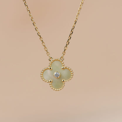 [Vellora Opalyn]CLOVER 15MM DIAMOND GOLD MOTHER OF PEARL NECKLACE