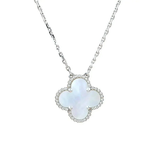 [Vellora Opalyn]CLOVER  15MM WHITE MOTHER-OF-PEARL SILVER