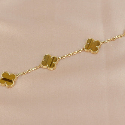 [Vellora Opalyn]CLOVER  5 MOTIFS TIGER EYE BRACELET