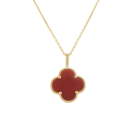 [Vellora Opalyn]CLOVER 25MM NECKLACE GOLD CARNELIAN
