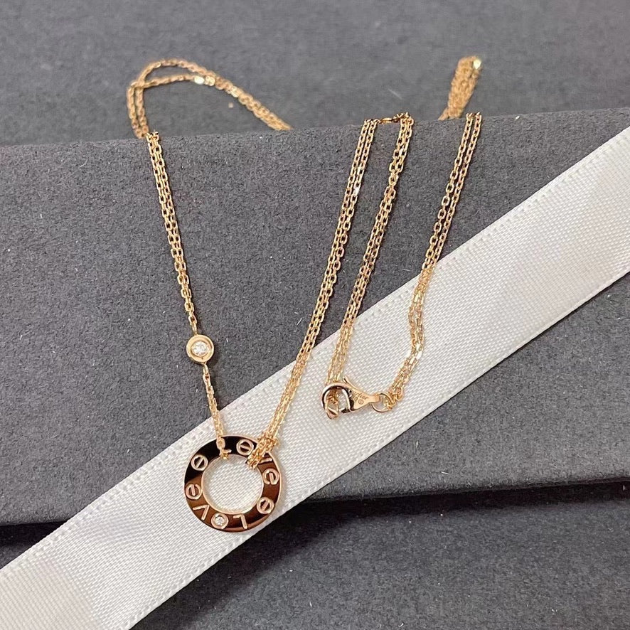 [Vellora Opalyn]LOVE NECKLACE 16MM 2 DIAMONDS