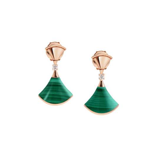 [Vellora Opalyn]DREAM MALACHITE PINK GOLD EARRINGS