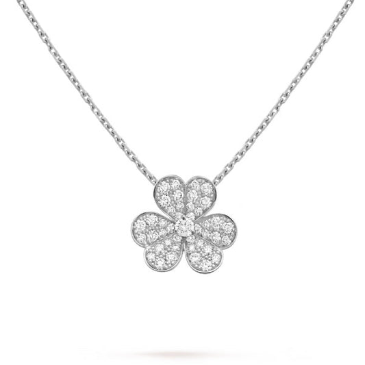 [Vellora Opalyn]CLOVER DIAMOND NECKLACE SILVER