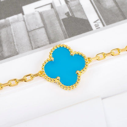 [Vellora Opalyn]CLOVER 5 MOTIFS TURQUOISE BRACELET