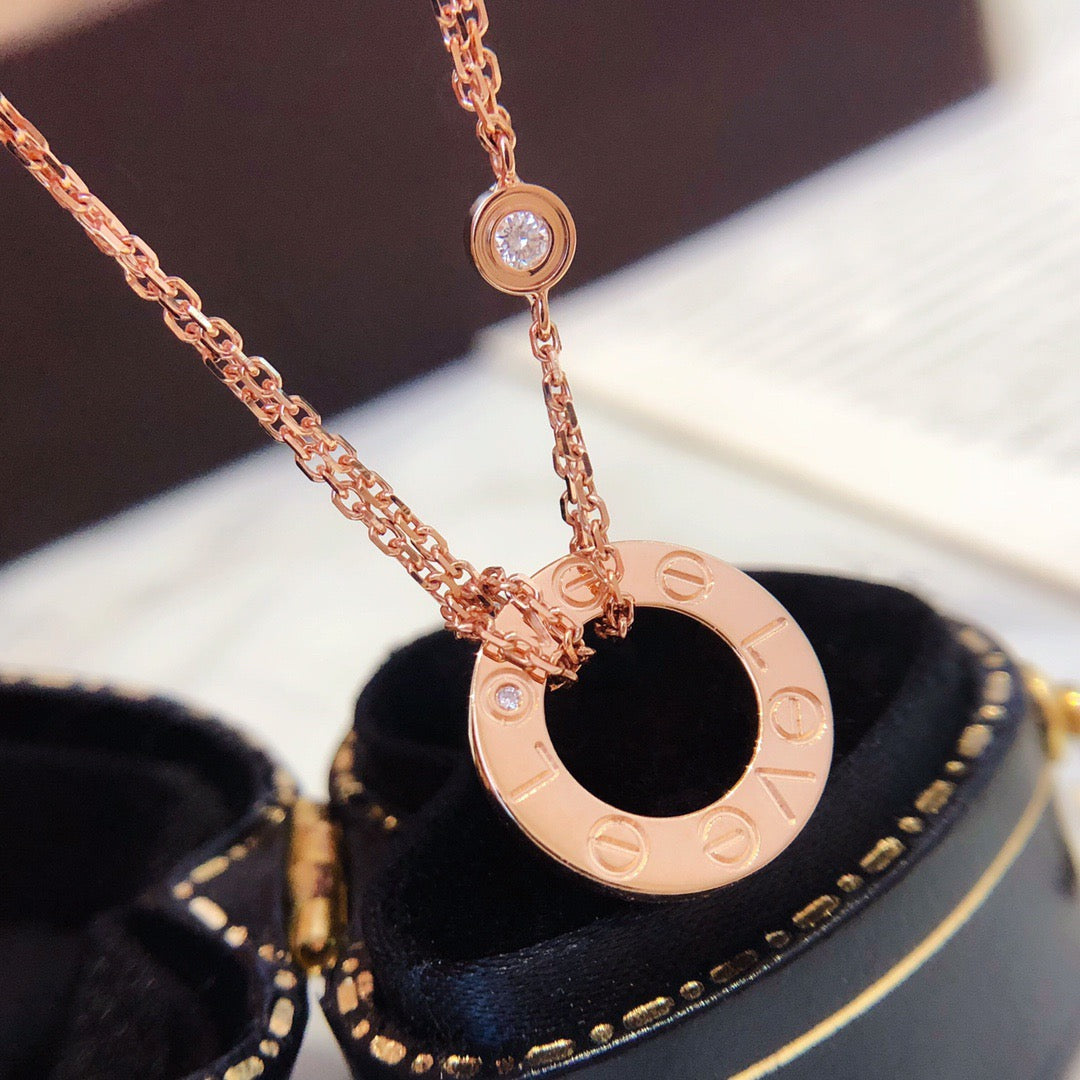 [Vellora Opalyn]LOVE NECKLACE 16MM 2 DIAMONDS