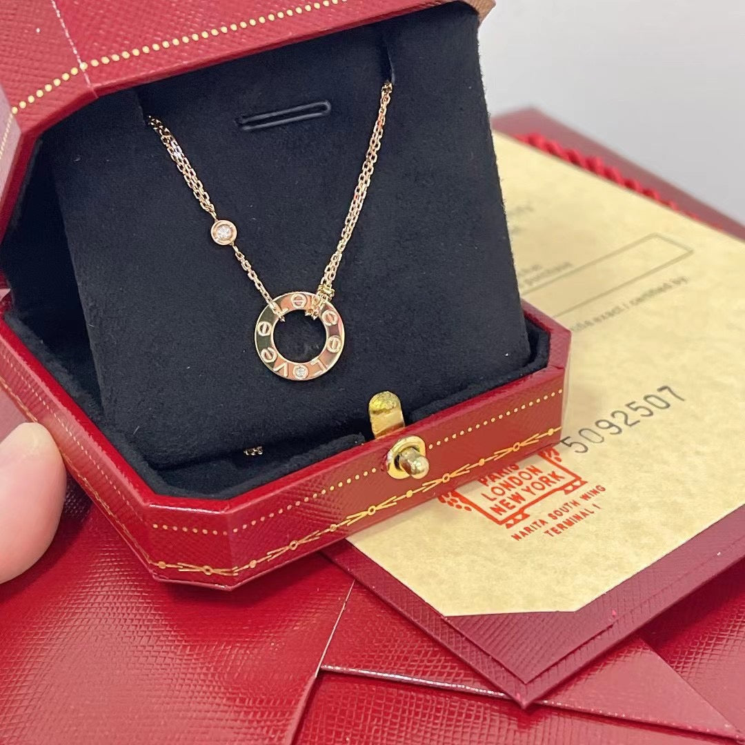 [Vellora Opalyn]LOVE NECKLACE 16MM 2 DIAMONDS