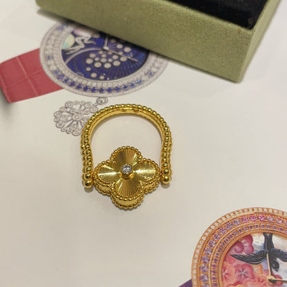 [Vellora Opalyn]CLOVER RIVERSIBLE BLUE AGATE RING
