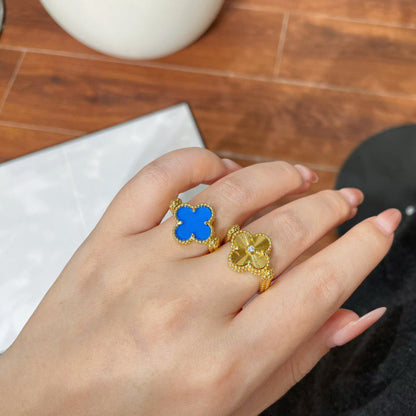 [Vellora Opalyn]CLOVER RIVERSIBLE BLUE AGATE RING