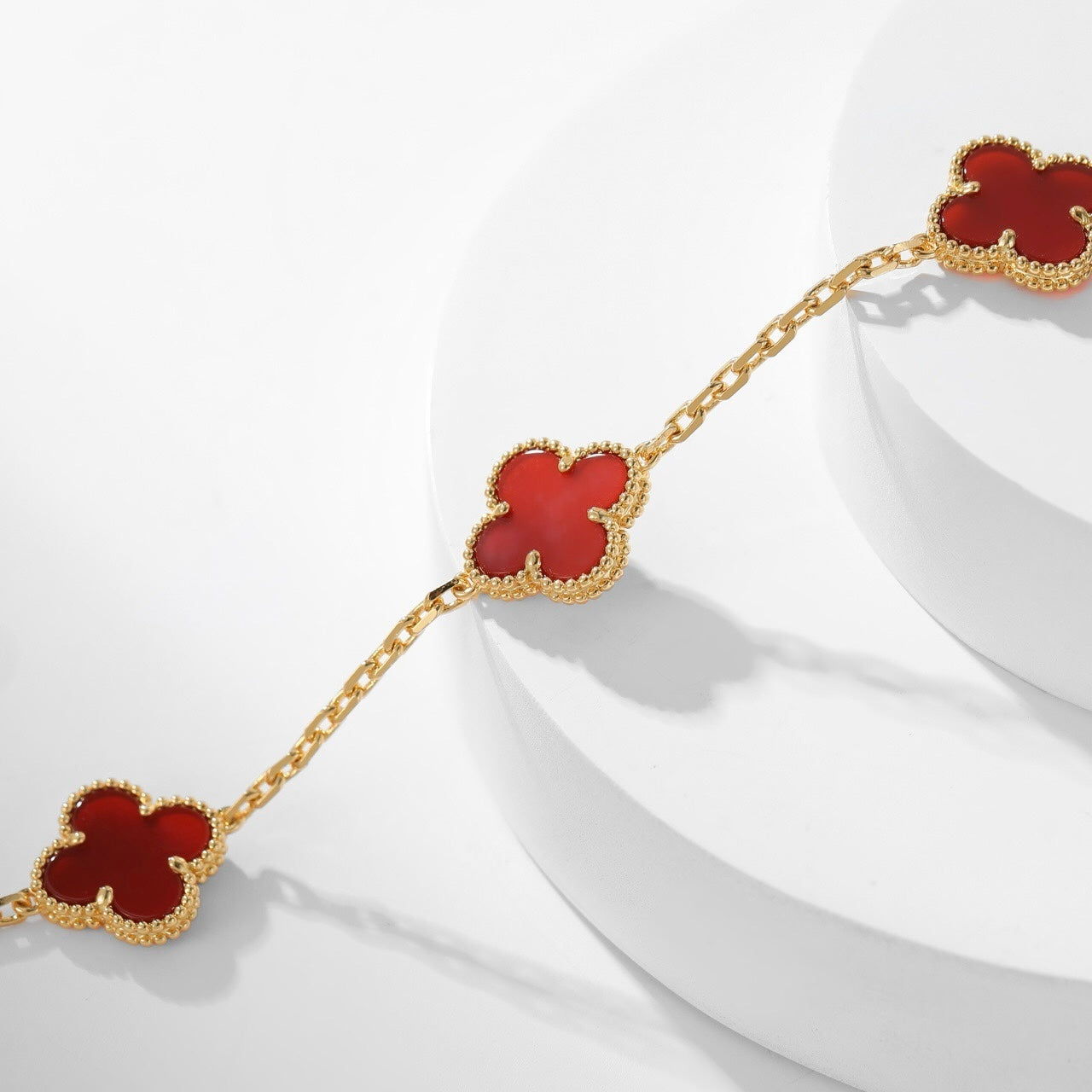 [Vellora Opalyn]CLOVER 10 MOTIFS CARNELIAN NECKLACE