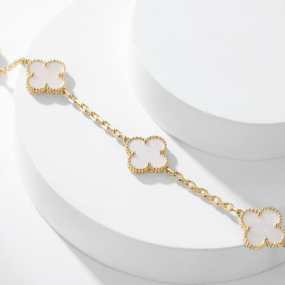 [Vellora Opalyn]CLOVER 10 MOTIFS WHITE MOTHER OF PEARL NECKLACE