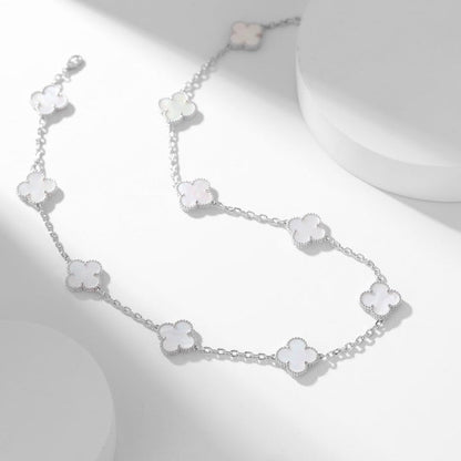 [Vellora Opalyn] CLOVER 10 MOTIFS WHITE MOTHER OF PEARL NECKLACE