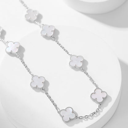 [Vellora Opalyn]CLOVER 10 MOTIFS WHITE MOTHER OF PEARL NECKLACE