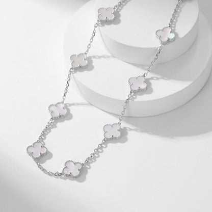 [Vellora Opalyn]CLOVER 10 MOTIFS WHITE MOTHER OF PEARL NECKLACE