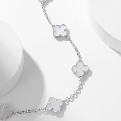 [Vellora Opalyn]CLOVER 10 MOTIFS WHITE MOTHER OF PEARL NECKLACE