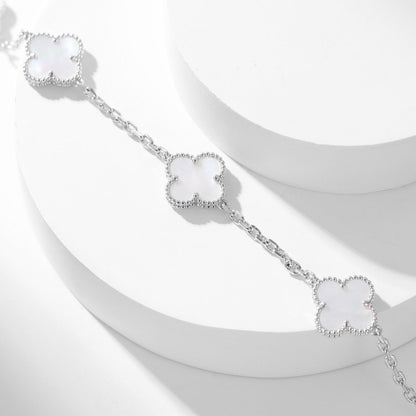 [Vellora Opalyn]CLOVER 10 MOTIFS WHITE MOTHER OF PEARL NECKLACE