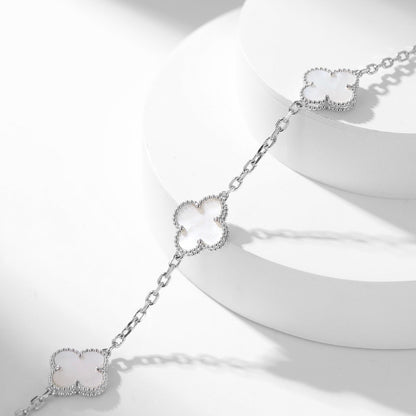 [Vellora Opalyn]CLOVER 10 MOTIFS WHITE MOTHER OF PEARL NECKLACE