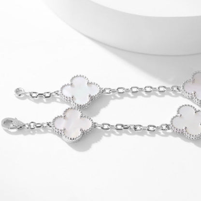 [Vellora Opalyn]CLOVER 10 MOTIFS WHITE MOTHER OF PEARL NECKLACE
