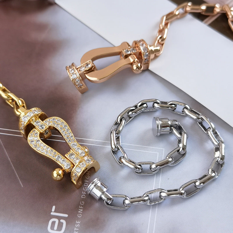 [Vellora Opalyn]FORCE LARGE HORSESHOE CLASP  METAL BRACELET