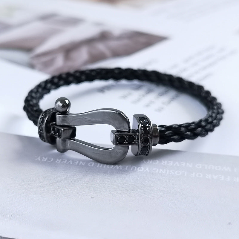 [Vellora Opalyn] FORCE LARGE SERIES HORSESHOE BLACK SAMURAI BRACELET