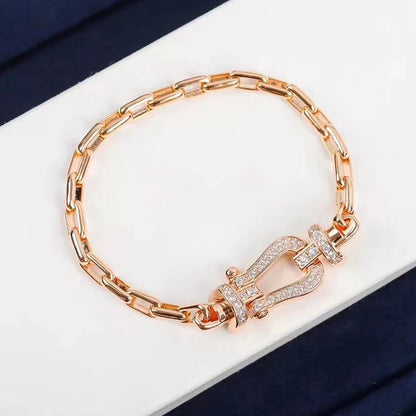 [Vellora Opalyn]FORCE LARGE HORSESHOE CLASP  METAL BRACELET