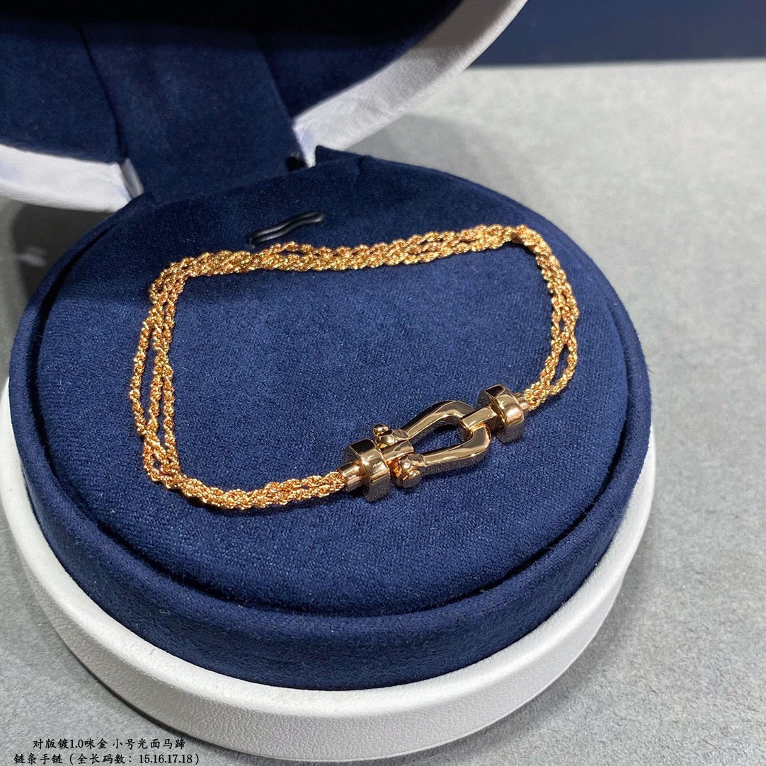 [Vellora Opalyn]FORCE SMALL HORSESHOE  DIAMOND CHAIN ROPE BRACELET