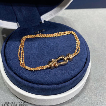 [Vellora Opalyn]FORCE SMALL HORSESHOE  DIAMOND CHAIN ROPE BRACELET