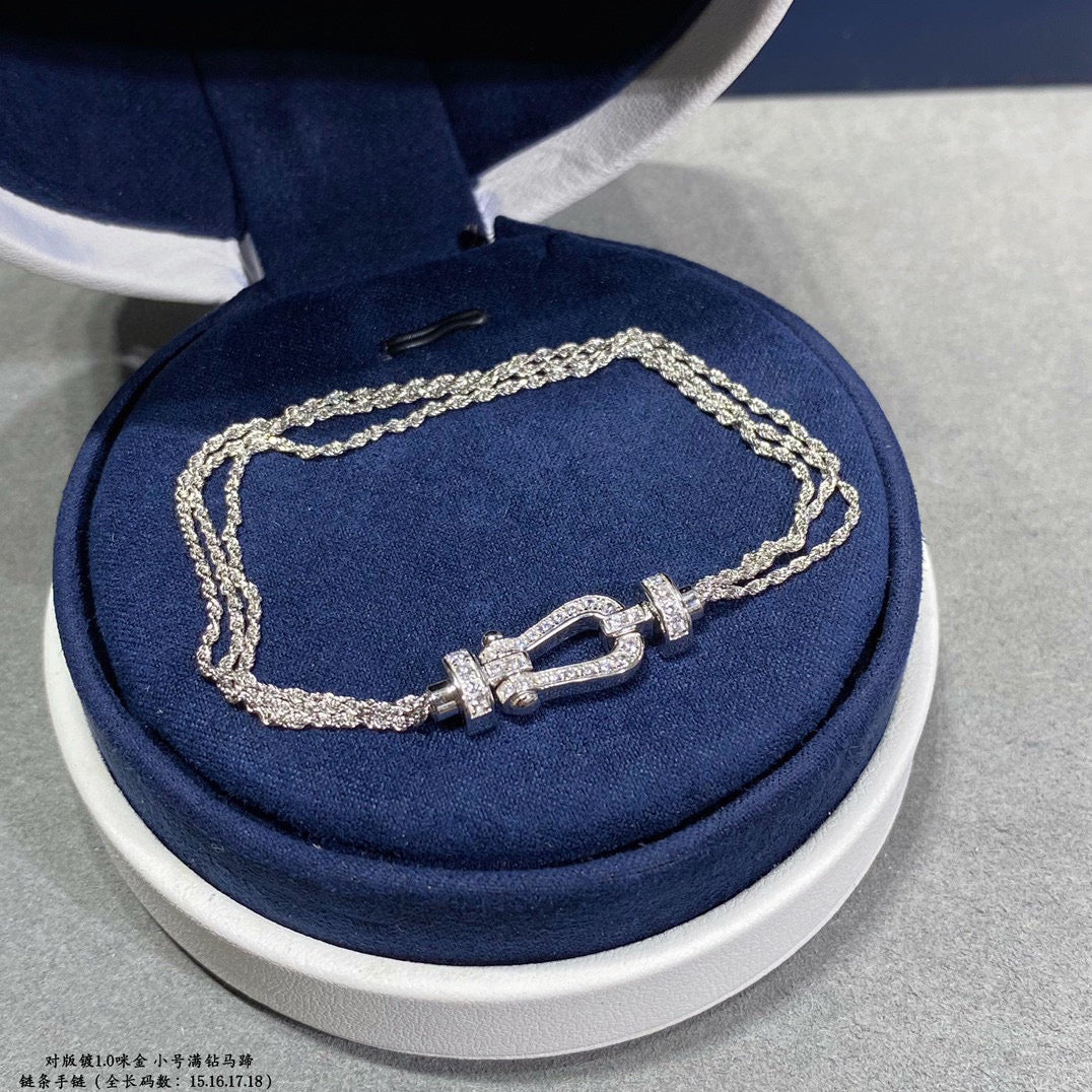 [Vellora Opalyn]FORCE SMALL HORSESHOE  DIAMOND CHAIN ROPE BRACELET