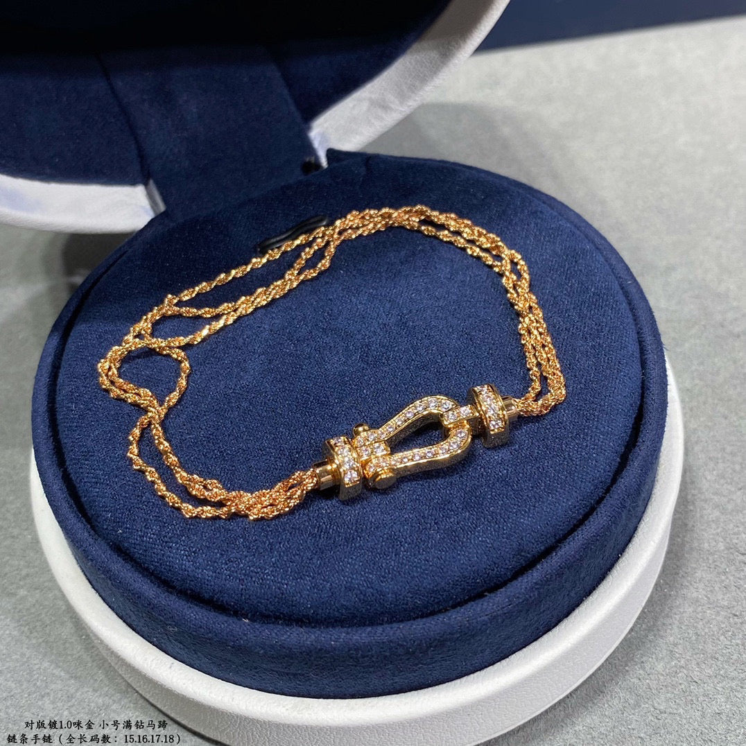 [Vellora Opalyn]FORCE SMALL HORSESHOE  DIAMOND CHAIN ROPE BRACELET