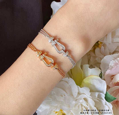 [Vellora Opalyn]FORCE SMALL HORSESHOE  DIAMOND CHAIN ROPE BRACELET
