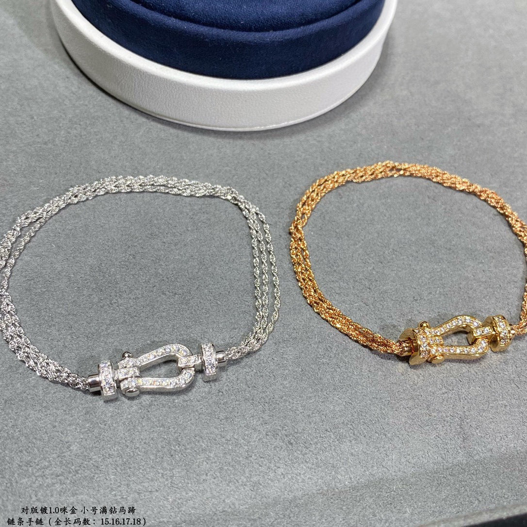 [Vellora Opalyn]FORCE SMALL HORSESHOE  DIAMOND CHAIN ROPE BRACELET