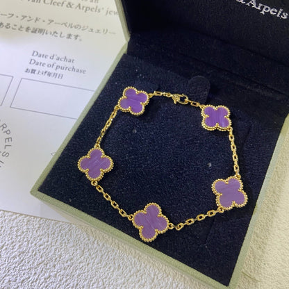 [Vellora Opalyn]CLOVER  5 MOTIFS  PURPLE VIOLET BRACELET