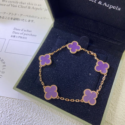 [Vellora Opalyn]CLOVER  5 MOTIFS  PURPLE VIOLET BRACELET