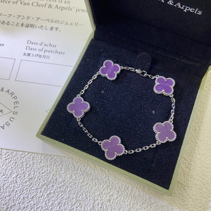 [Vellora Opalyn]CLOVER  5 MOTIFS  PURPLE VIOLET BRACELET