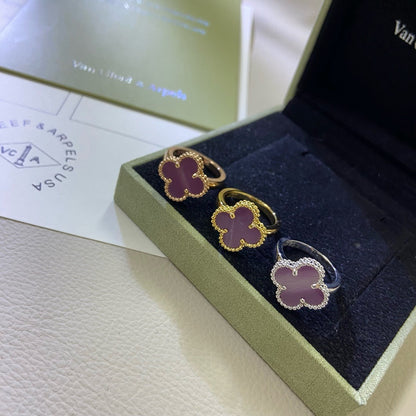 [Vellora Opalyn]CLOVER  PURPLE VIOLET RING