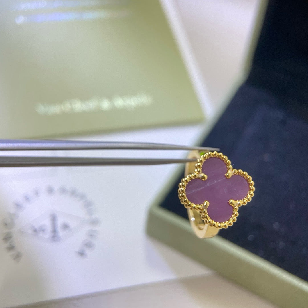 [Vellora Opalyn]CLOVER  PURPLE VIOLET RING