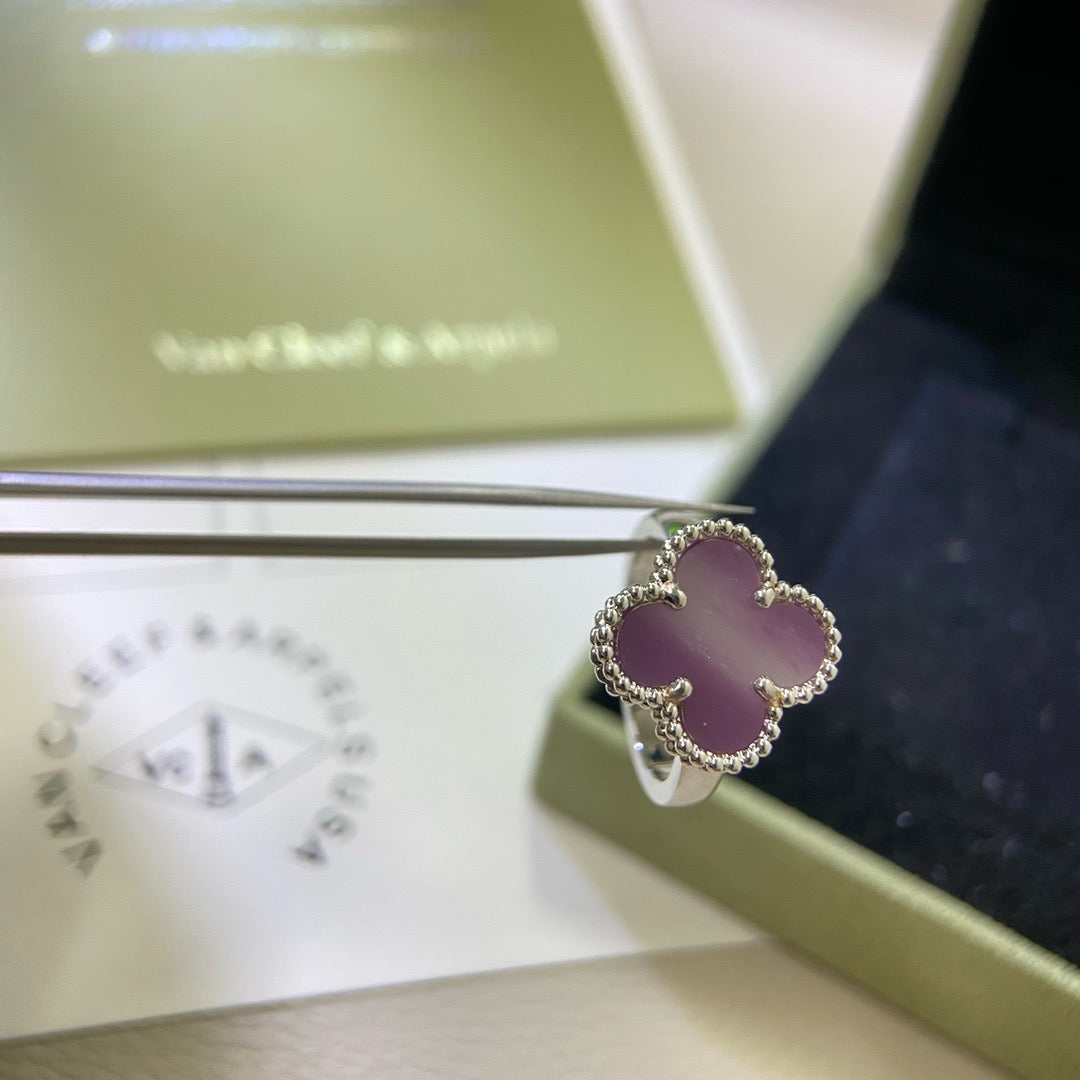 [Vellora Opalyn]CLOVER  PURPLE VIOLET RING
