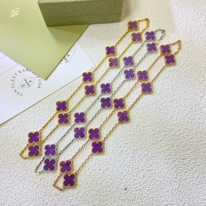 [Vellora Opalyn]CLOVER 10 MOTIFS  PURPLE VIOLET  NECKLACE