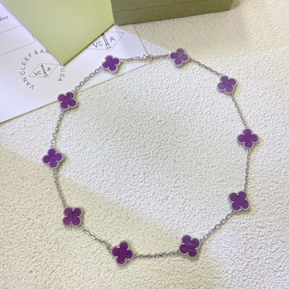 [Vellora Opalyn]CLOVER 10 MOTIFS  PURPLE VIOLET  NECKLACE