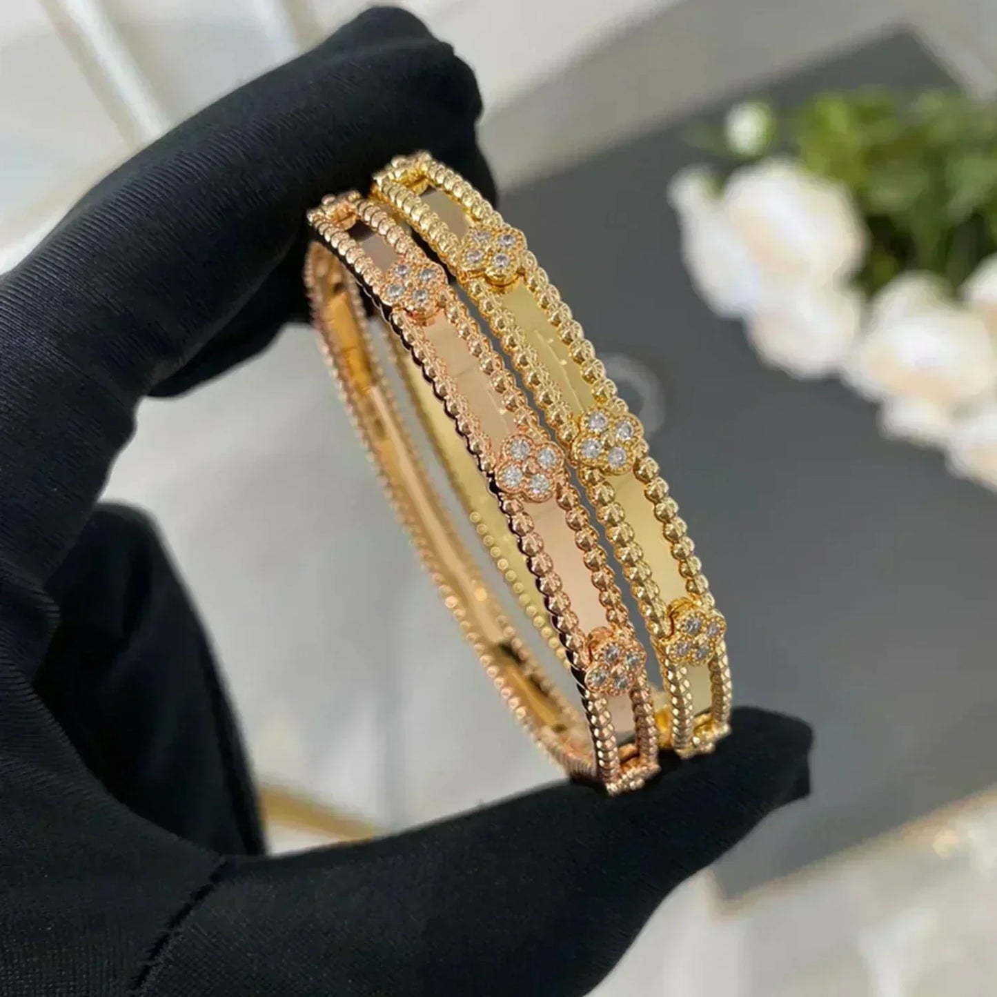 [Vellora Opalyn]CLOVER BRACELET 4MM DIAMONDS