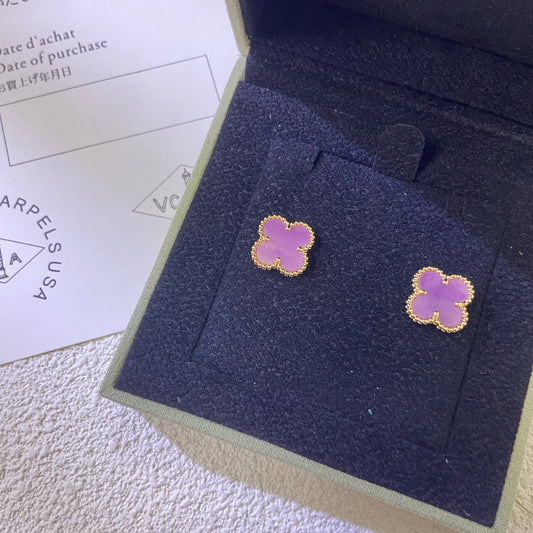 [Vellora Opalyn]CLOVER MINI 9.5MM  PURPLE VIOLET EARRINGS