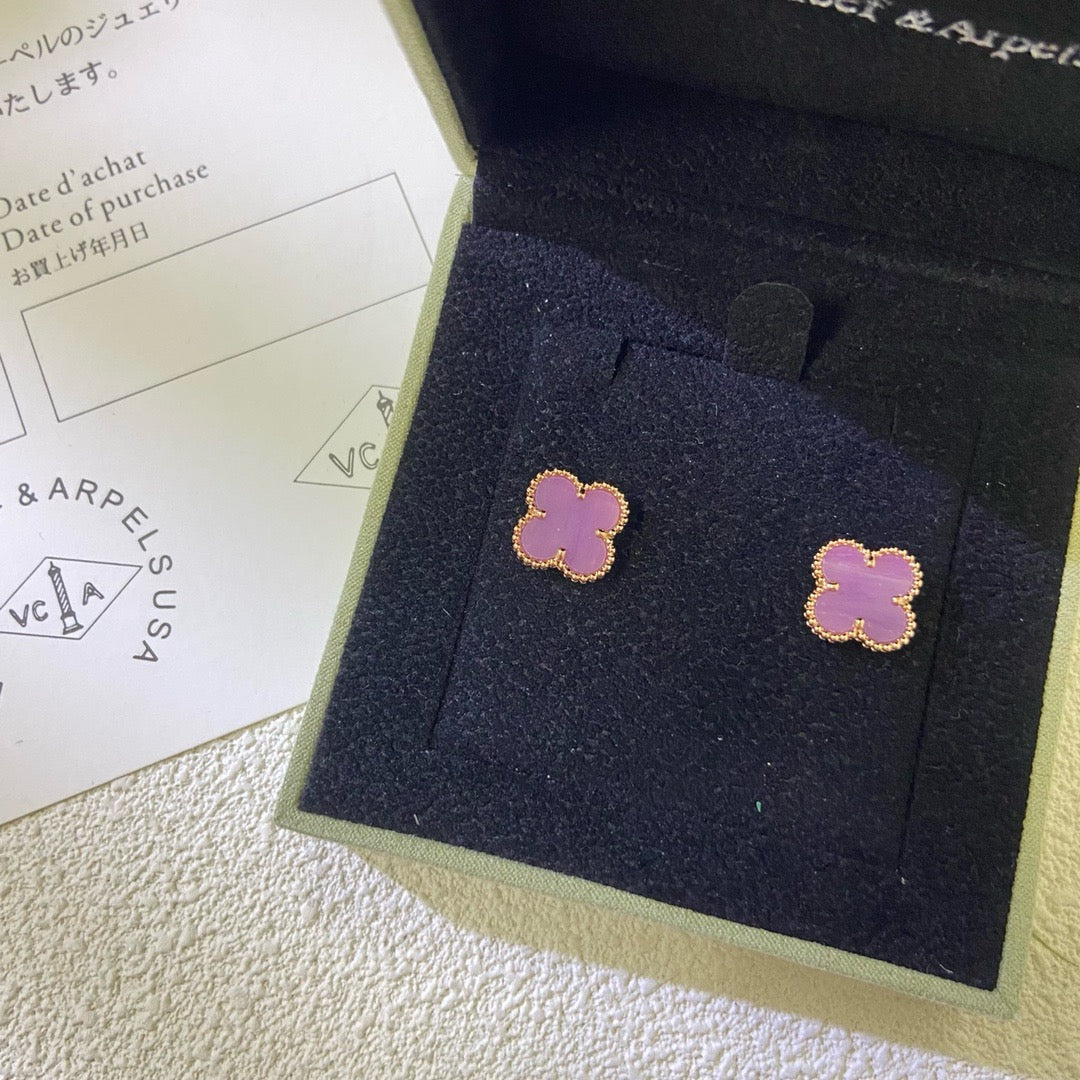 [Vellora Opalyn]CLOVER MINI 9.5MM  PURPLE VIOLET EARRINGS