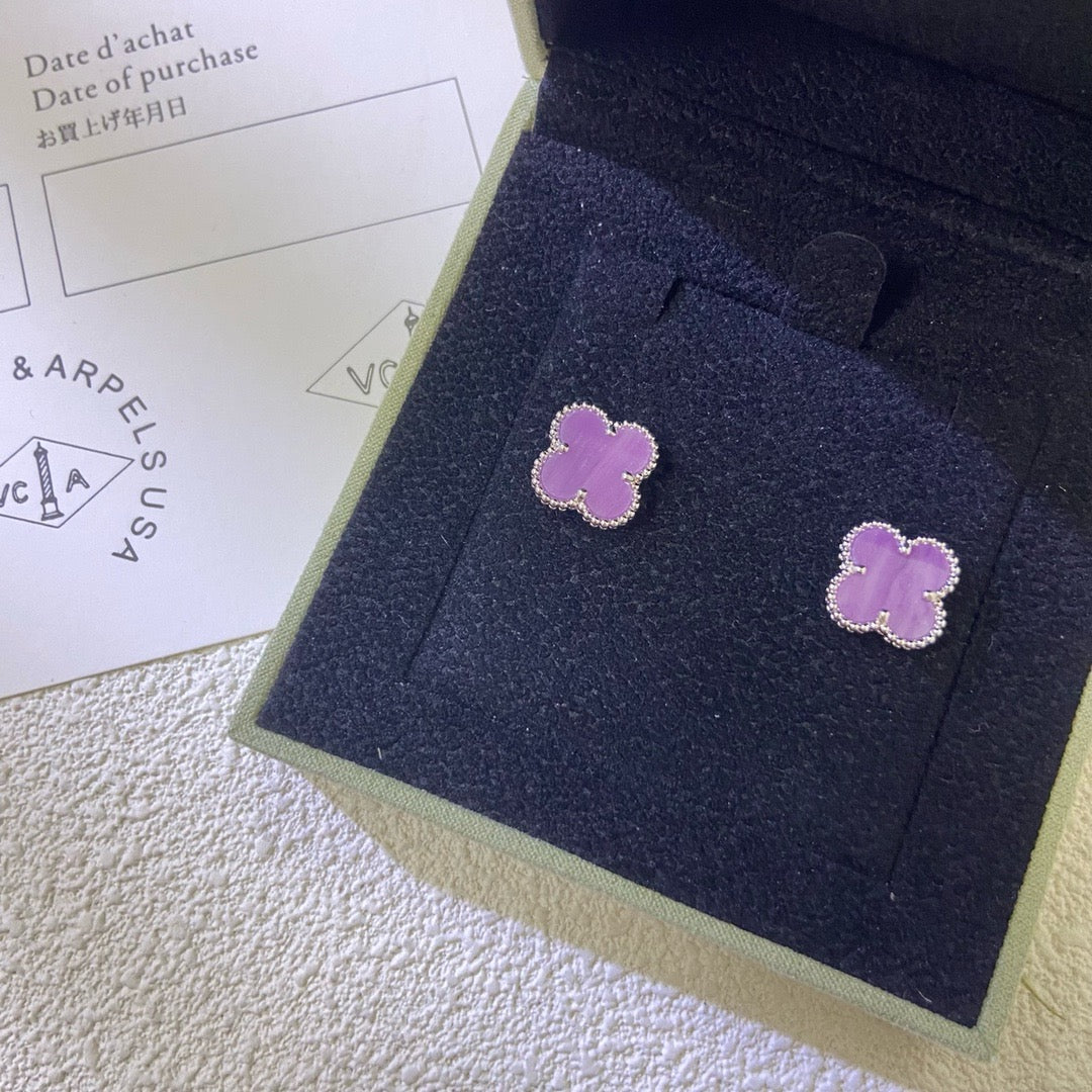 [Vellora Opalyn]CLOVER MINI 9.5MM  PURPLE VIOLET EARRINGS