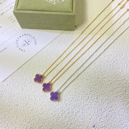 [Vellora Opalyn]CLOVER 15MM  PURPLE VIOLET NECKLACE