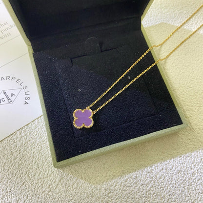 [Vellora Opalyn]CLOVER 15MM  PURPLE VIOLET NECKLACE