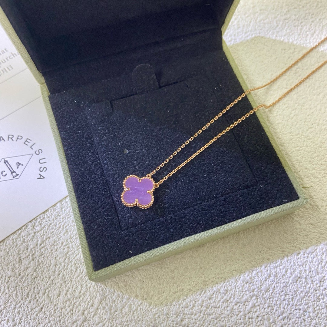 [Vellora Opalyn]CLOVER 15MM  PURPLE VIOLET NECKLACE