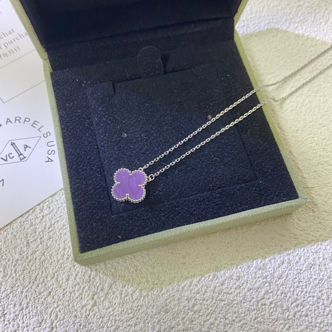 [Vellora Opalyn]CLOVER 15MM  PURPLE VIOLET NECKLACE
